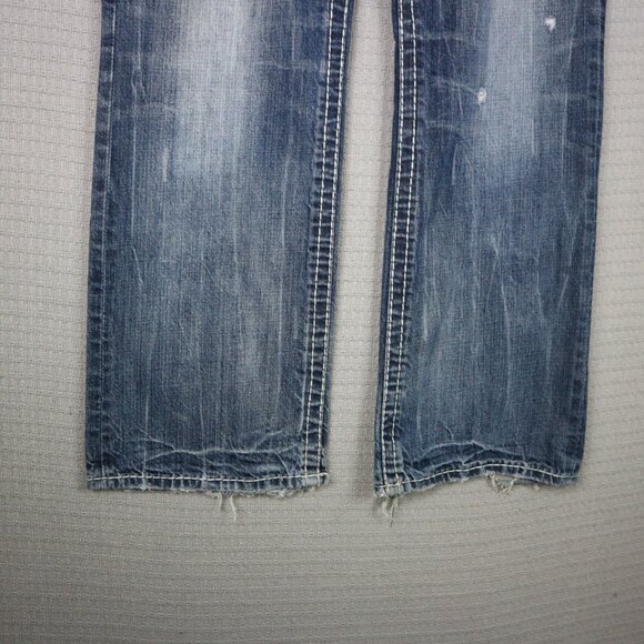 MEK Denim Heavy Boot Cut Thrashed Baggy 36W - Picture 5 of 8